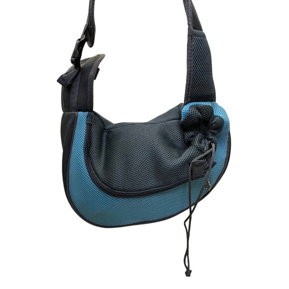 Popcorn Sky Blue Mesh Adjustable Strap Zipper Closure Pet Carrier Shoulder Bag - Picture 1 of 11